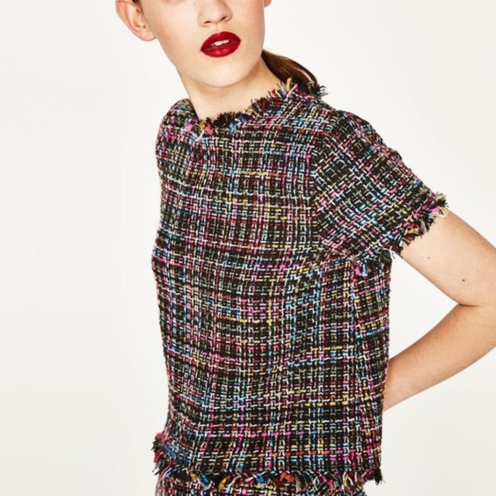 Zara multicolor tweed top